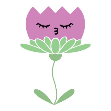 düz renk retro karikatür bir çiçek