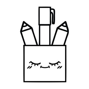 Çizim karikatür bir kalem tencere