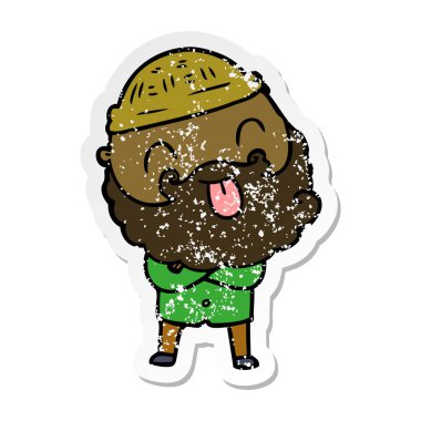 dilini sakallı bir adamın sıkıntılı etiket