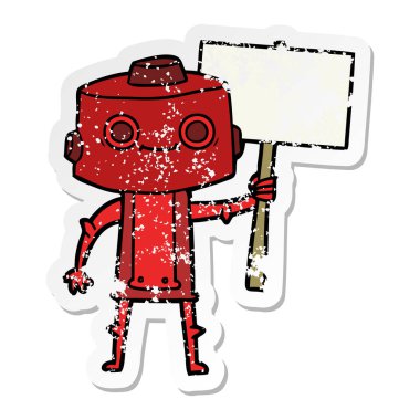 bir çizgi film robot sıkıntılı etiket