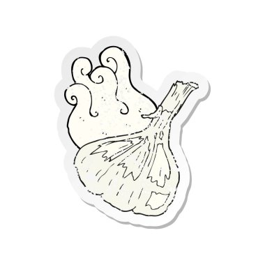 bir çizgi film sarımsak Retro sıkıntılı etiket