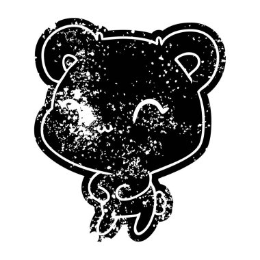 Grunge simgesi kawaii şirin oyuncak ayı sıkıntılı