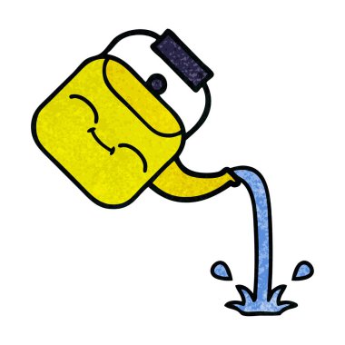 Retro grunge doku karikatür dökerek su ısıtıcısı