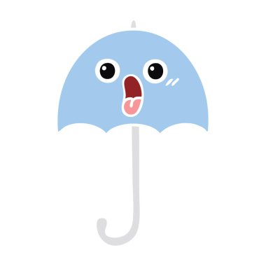 düz renk retro karikatür şemsiye