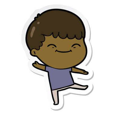 etiket bir karikatür mutlu çocuk