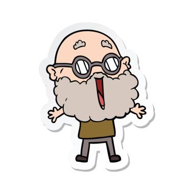sakallı bir karikatür neşeli adam etiketi