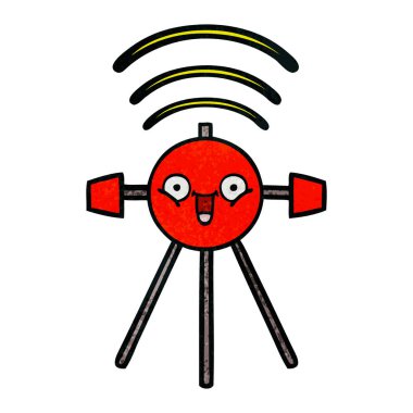 Retro grunge doku karikatür uydu