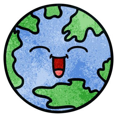 Retro grunge doku karikatür planet Earth