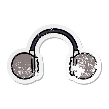 sevimli çizgi retro kulaklık sıkıntılı etiket