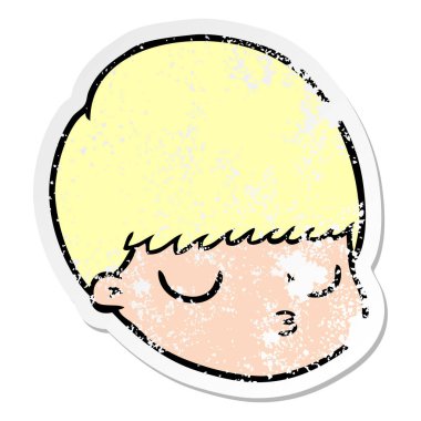 bir çizgi film erkek yüz sıkıntılı etiket