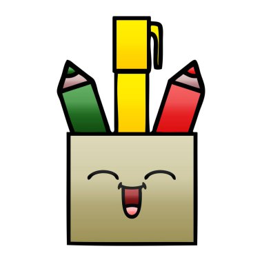 bir kalem tencere degrade gölgeli çizgi film