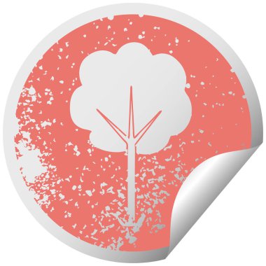 sıkıntılı dairesel peeling etiket ilginç sembolü ağaç