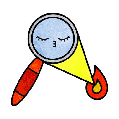 Retro grunge doku karikatür bir büyüteç