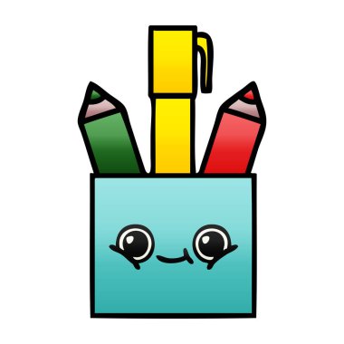 bir kalem tencere degrade gölgeli çizgi film