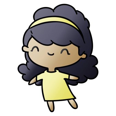 Degrade çizgi film kawaii kız baş grubu ile