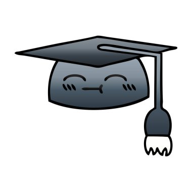 Degrade gölgeli karikatür mezuniyet şapka