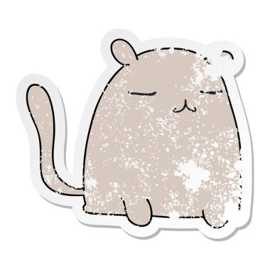 ilginç bir el sıkıntılı etiket karikatür kedi çizilmiş