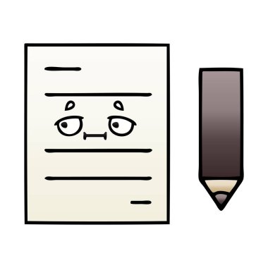 bir test kağıt degrade gölgeli çizgi film