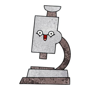 Retro grunge doku karikatür mikroskop
