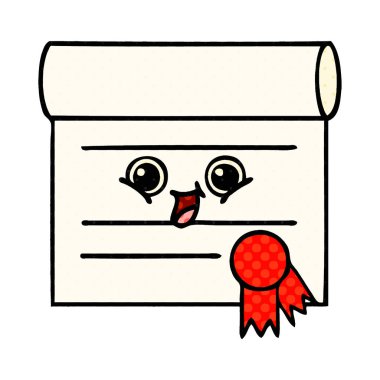 bir sertifikanın çizgi roman tarzı çizgi film