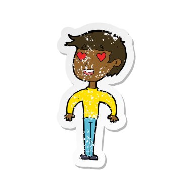 aşık bir çizgi film adam Retro sıkıntılı etiket