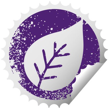 sıkıntılı dairesel peeling etiket sembolü bir sonbahar yaprak