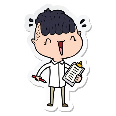 etiket bir karikatür mutlu çocuk şaşırmış