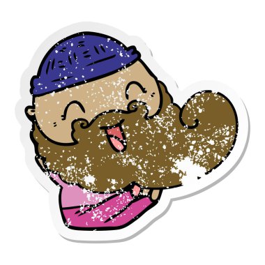 mutlu bir sakallı adamın sıkıntılı etiket