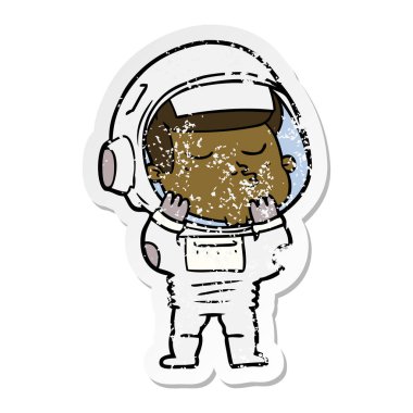 bir çizgi film emin astronotun sıkıntılı etiket