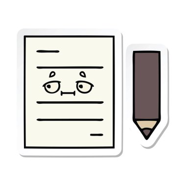 sevimli çizgi test kağıt etiket