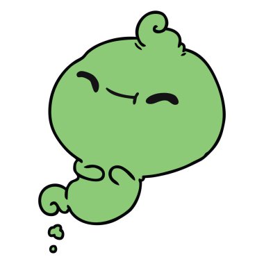 kawaii korkunç hayalet serbest çizilmiş karikatür