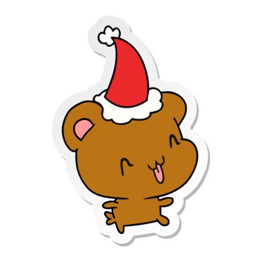elle çizilmiş Noel etiket karikatür kawaii ayı