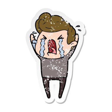 adam ağlıyor bir karikatür sıkıntılı etiket