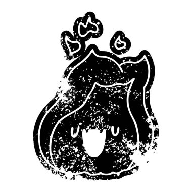 Grunge simgesi kawaii şirin ateş etmek sıkıntılı