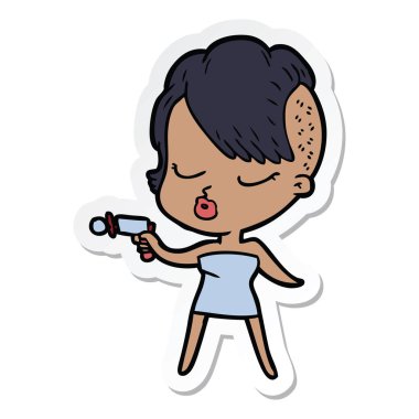 bir çizgi film güzel hippi kız etiketi