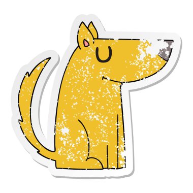 ilginç bir el sıkıntılı etiket çizilmiş karikatür köpek