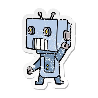 bir çizgi film robot sıkıntılı etiket