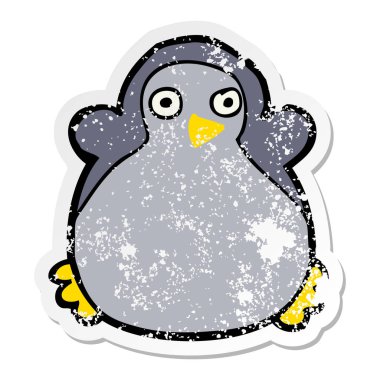 bir karikatür penguen sıkıntılı etiket