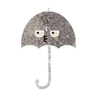 Retro illüstrasyon stil karikatür bir şemsiye