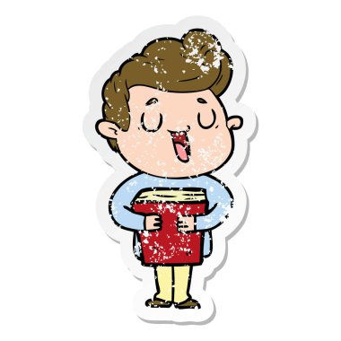 bir mutlu çizgi film adamın sıkıntılı etiket