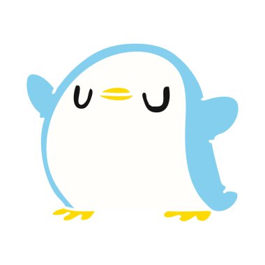 çizgi film illüstrasyon kawaii bir sevimli penguen