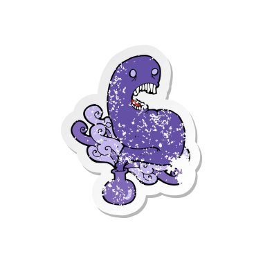 bir karikatür Retro sıkıntılı etiket Cadılar Bayramı hayalet şişede