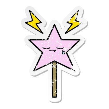 sevimli çizgi sihirli değnek sıkıntılı etiket