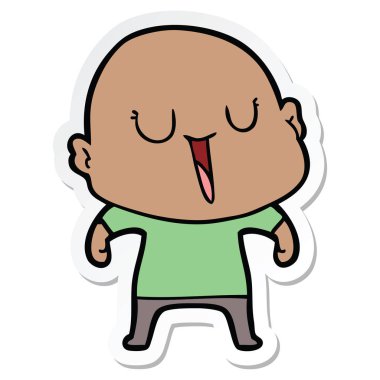 etiket bir mutlu karikatür kel adam