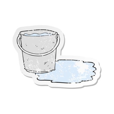 bir çizgi film kova su Retro sıkıntılı etiket