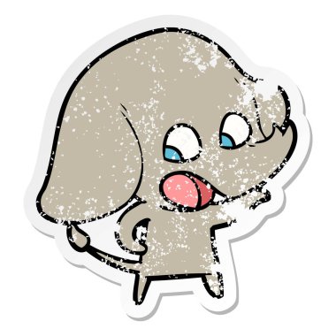 sevimli çizgi fil sıkıntılı etiket