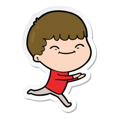 etiket bir karikatür mutlu çocuk