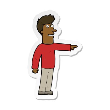 etiket işaret eden bir çizgi film adamın