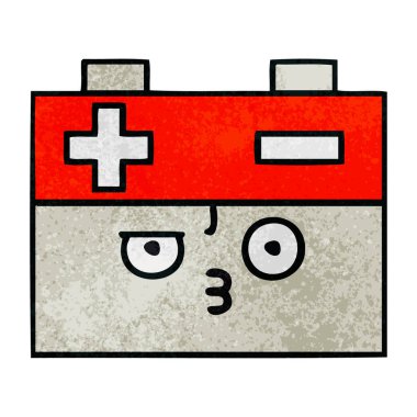 Retro grunge doku karikatür bir akü