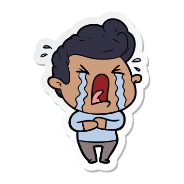 adam ağlıyor çizgi film etiketi